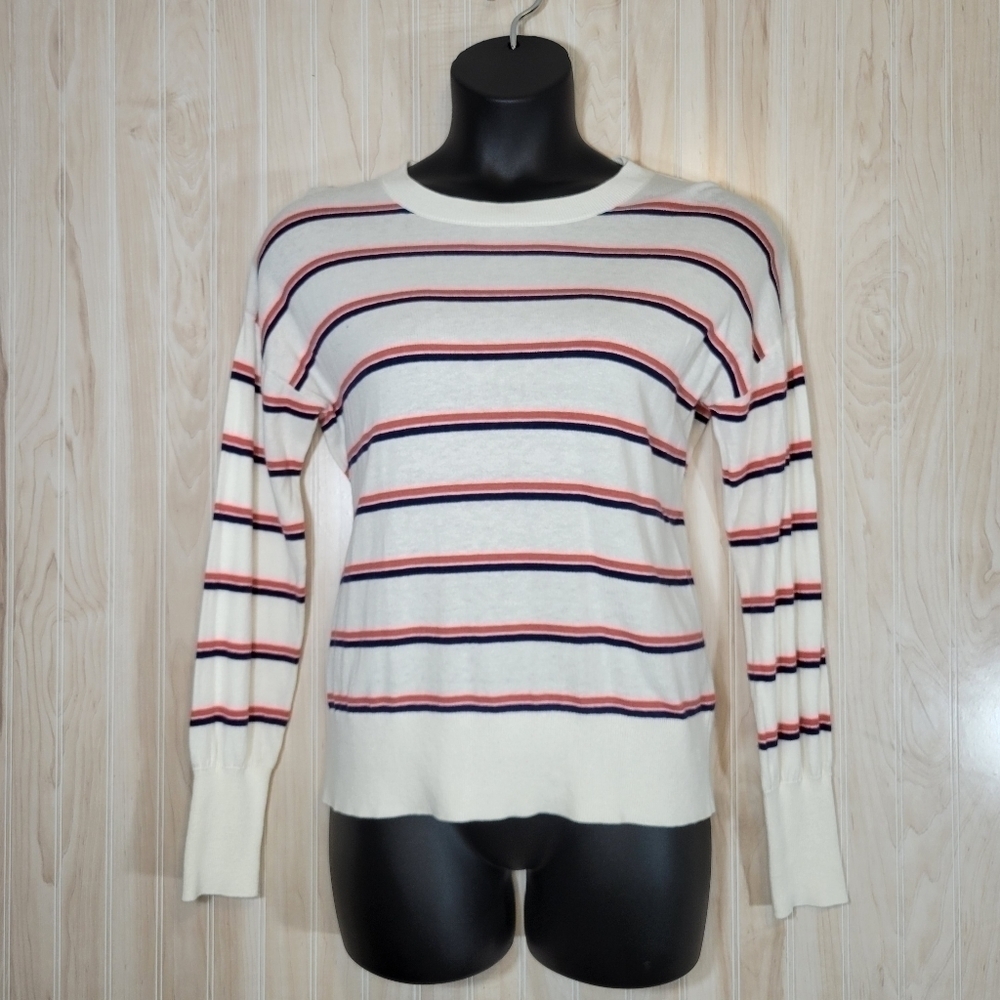 GAP Cream Striped Sweater Sz Lg